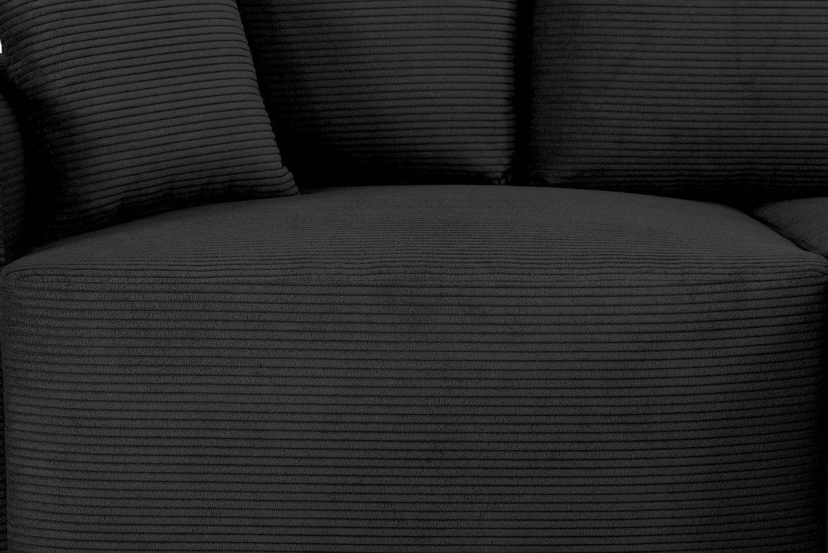 ECKSOFA in Cord Schwarz  - noir, Design, textile (250/151cm) - MID.YOU