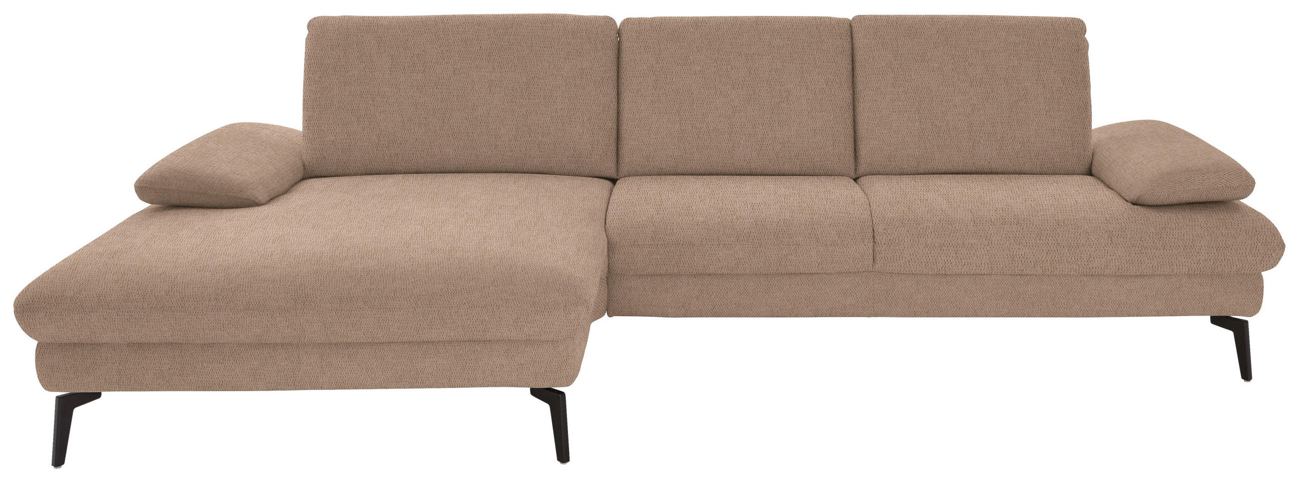 ECKSOFA in Chenille, Mikrofaser Sandfarben  - Sandfarben/Schwarz, Design, Textil/Metall (157/299cm) - Dieter Knoll
