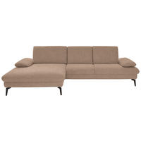 ECKSOFA in Chenille, Mikrofaser Sandfarben  - Sandfarben/Schwarz, Design, Textil/Metall (157/299cm) - Dieter Knoll