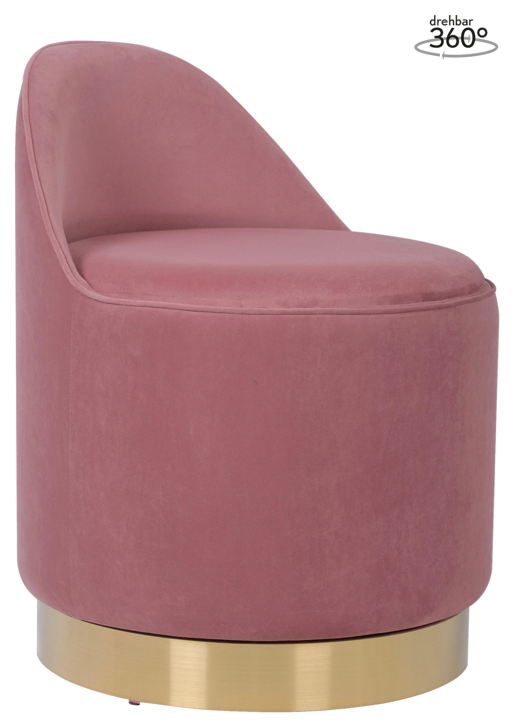 DREHHOCKER Samt Altrosa  - Goldfarben/Altrosa, Design, Textil/Metall (52/68cm) - Kayoom