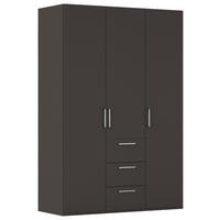 DREHTÜRENSCHRANK 151/235/61 cm,  in Graphitfarben, 3-türig  - Edelstahlfarben/Graphitfarben, Basics, Holzwerkstoff/Metall (151/235/61cm) - Novel