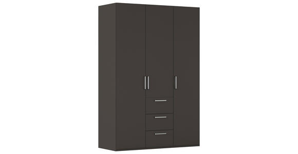DREHTÜRENSCHRANK 151/235/61 cm,  in Graphitfarben, 3-türig  - Edelstahlfarben/Graphitfarben, Basics, Holzwerkstoff/Metall (151/235/61cm) - Novel