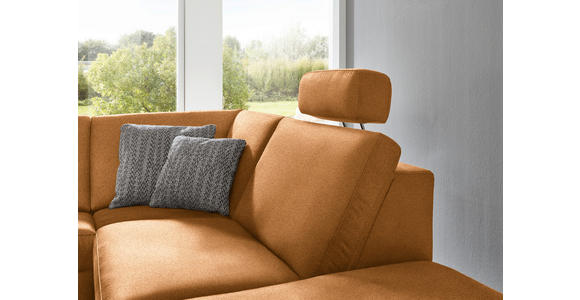 ECKSOFA in Mikrofaser Hellbraun 275/242 cm - Hellbraun/Alufarben, Design, Textil/Metall (275/242cm) - Dieter Knoll
