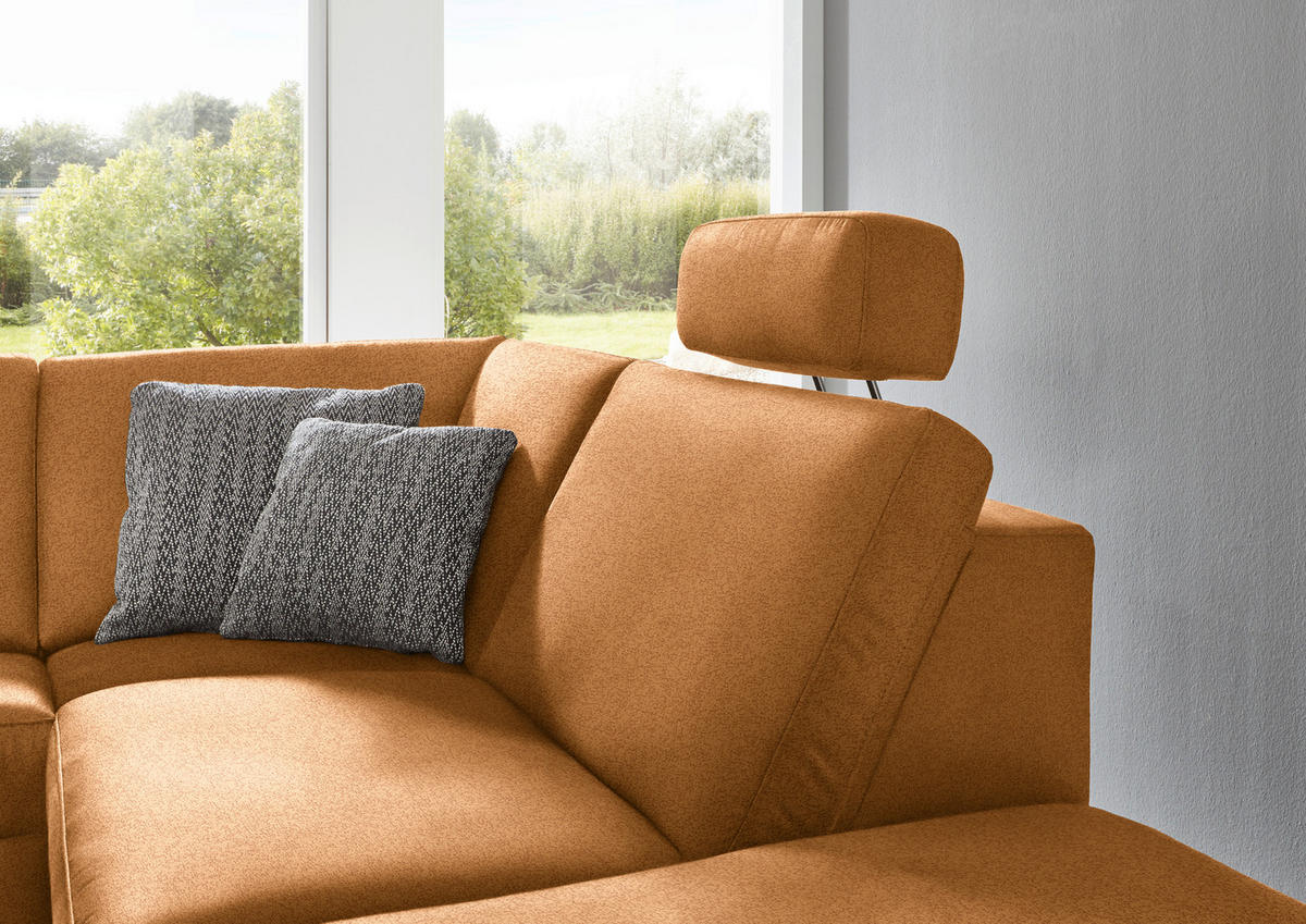 ECKSOFA in Mikrofaser Hellbraun  - Hellbraun/Alufarben, Design, Textil/Metall (275/242cm) - Dieter Knoll