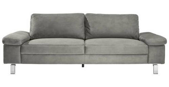 3-SITZER-SOFA in Mikrofaser Grau  - Chromfarben/Beige, Design, Textil/Metall (234/86/97cm) - Hom`in