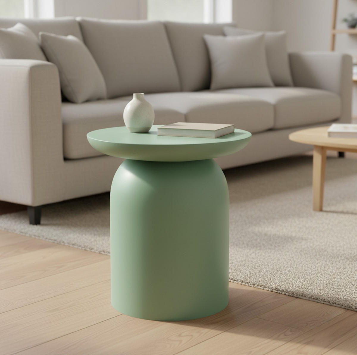 BEISTELLTISCH 50/50/55 cm Mangoholz Hartholz Mintgrün rund  - Mintgrün, Basics, Holz (50/50/55cm) - MID.YOU