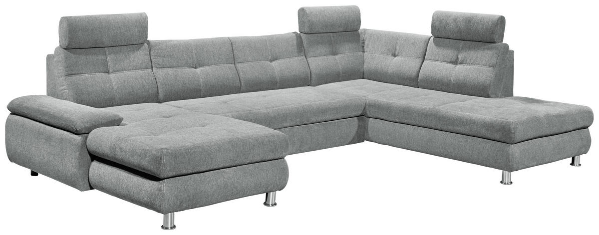 WOHNLANDSCHAFT in Webstoff Hellgrau  - Hellgrau, Modern, Kunststoff/Textil (177/349/233cm) - MID.YOU