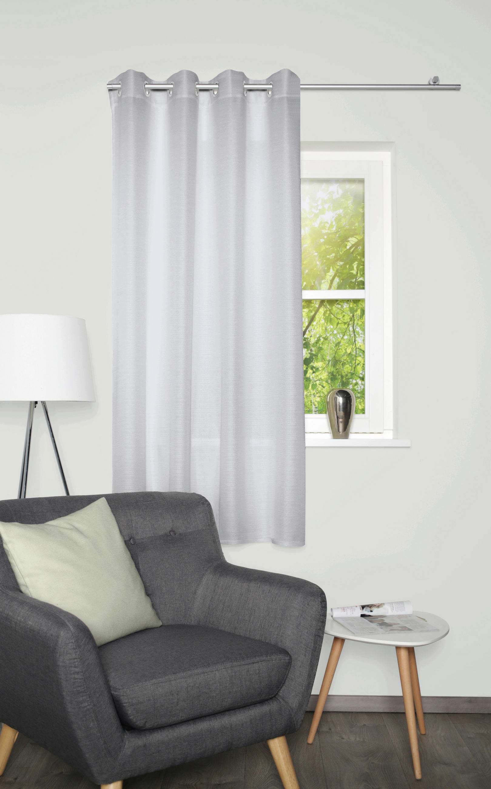 ÖSENSCHAL blickdicht 135/175 cm   - Silberfarben, Basics, Textil (135/175cm)