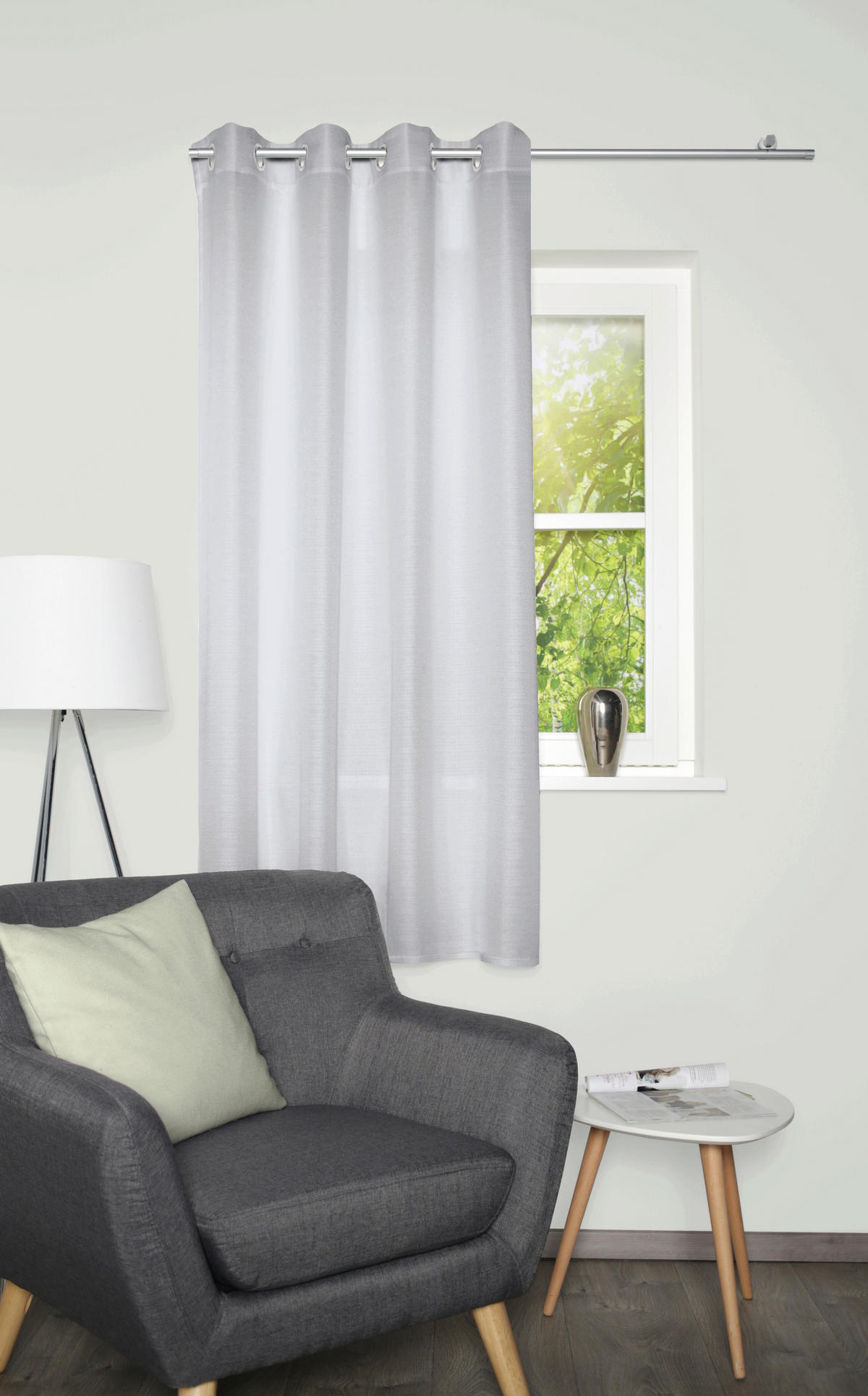 ÖSENSCHAL blickdicht 135/175 cm   - Silberfarben, Basics, Textil (135/175cm)