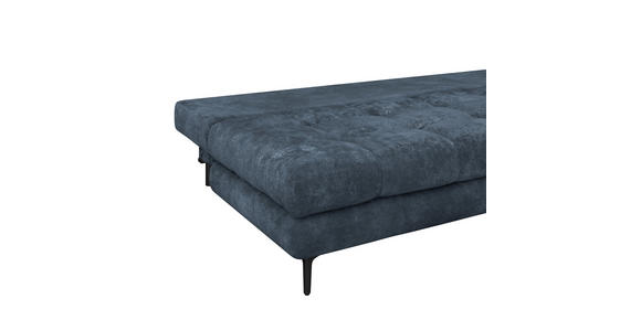 SCHLAFSOFA Chenille Dunkelblau  inkl. Rückenkissen, Armlehnenkissen, Bettkasten, Schlaffunktion, Rücken echt  - Schwarz/Dunkelblau, KONVENTIONELL, Textil/Metall (203/94/96cm) - Carryhome