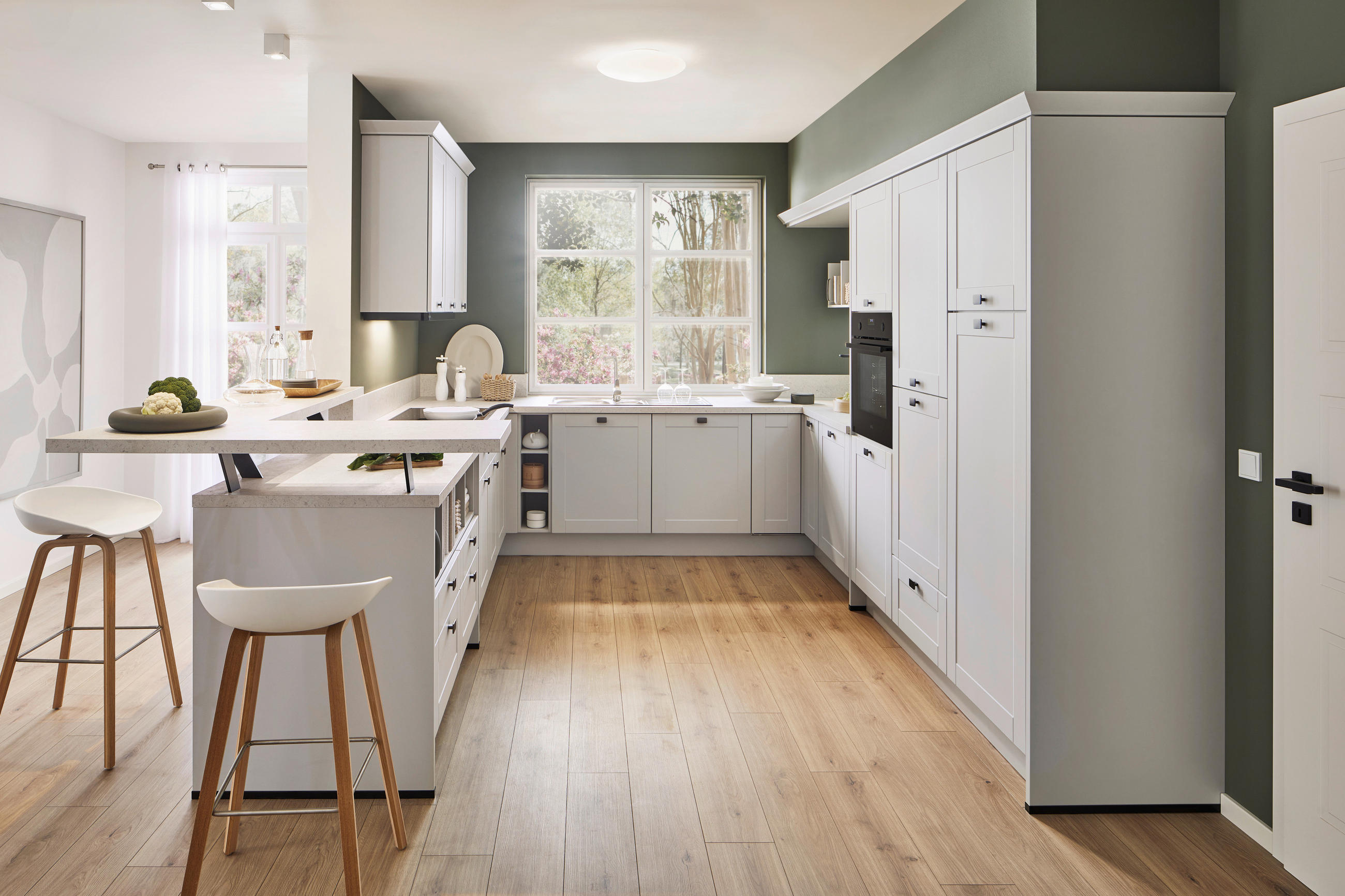 EINBAUKÜCHE   - Hellgrau, Design, Holzwerkstoff - Xora