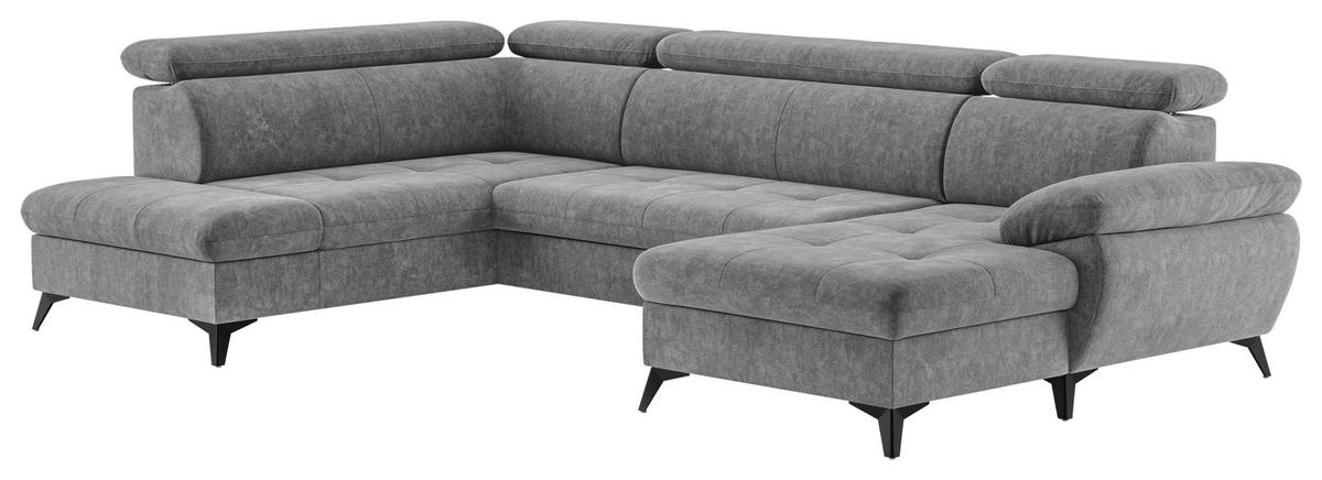 WOHNLANDSCHAFT in Grau  - Dunkelgrau/Schwarz, Textil/Metall (207/324/166cm) - MID.YOU