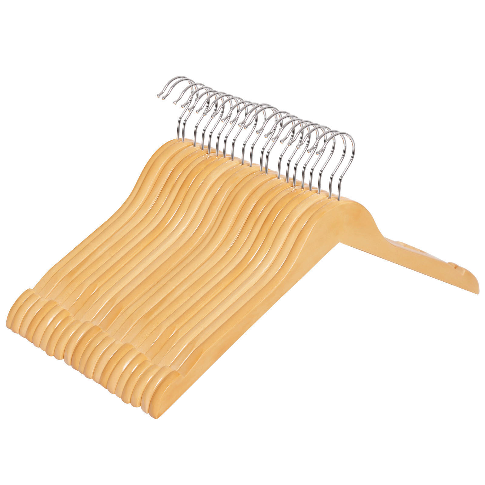KLEIDERBÜGELSET 44 cm Holz  - Silberfarben/Ahornfarben, Basics, Holz (44cm)