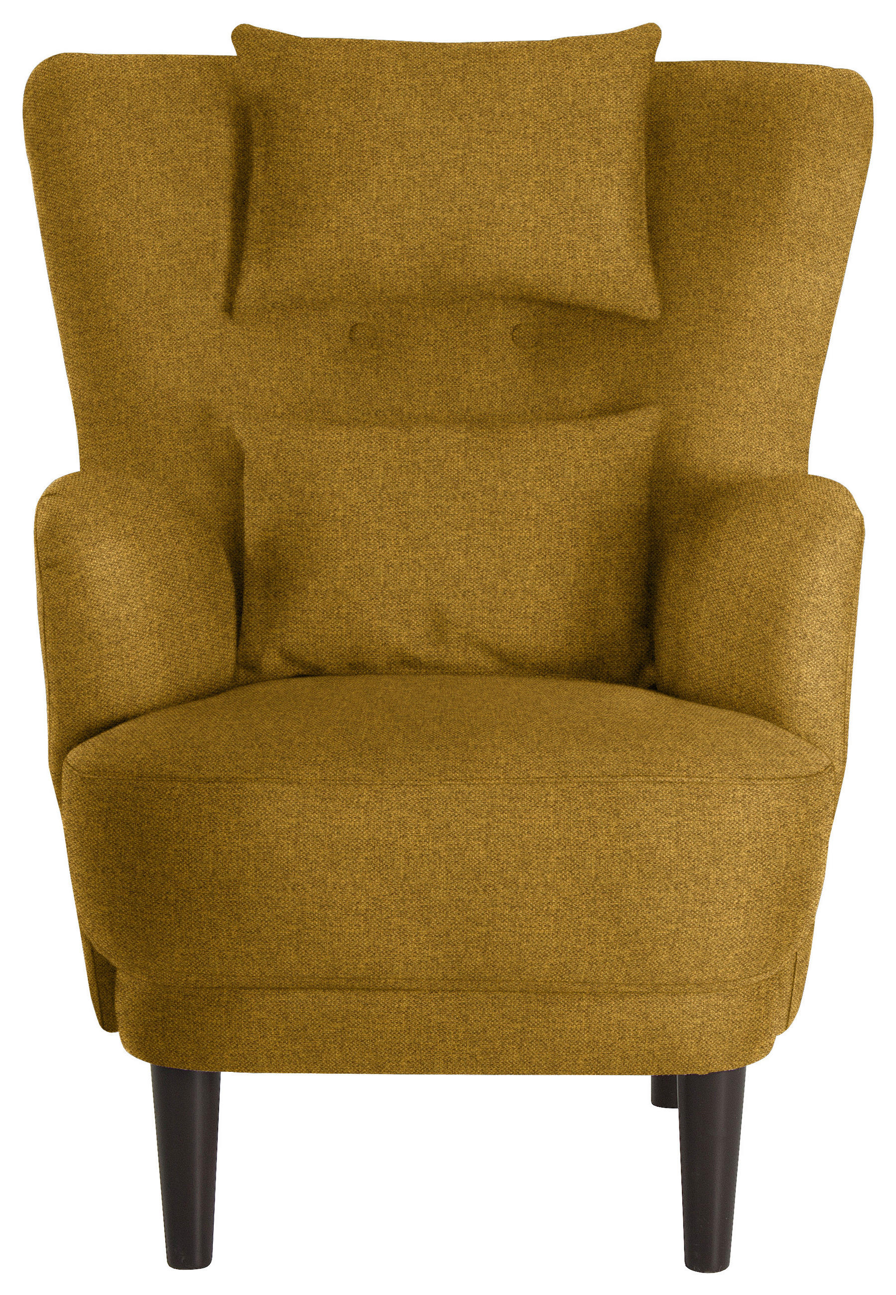 ÖRONLAPPSFÅTÖLJ i flatväv senapsgul  - svart/senapsgul, Design, trä/textil (81/106/90cm) - MID.YOU
