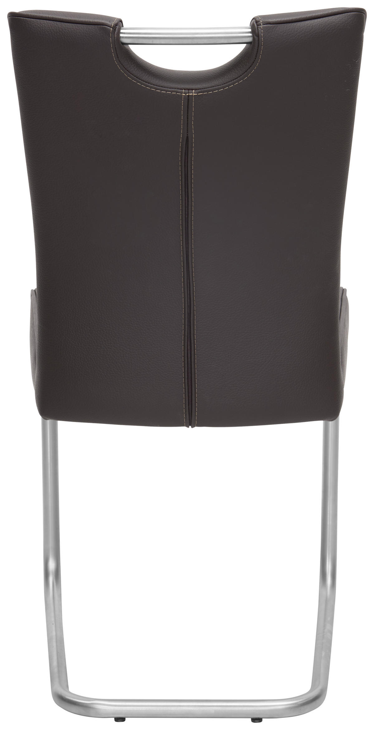 SCHWINGSTUHL  in Edelstahl Echtleder pigmentiert  - Edelstahlfarben/Dunkelbraun, Design, Leder/Metall (44/99/57cm) - Valdera