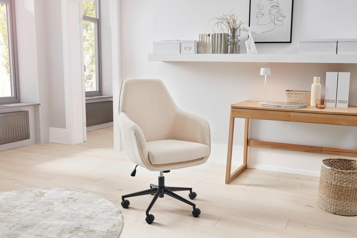 DREHSTUHL Cord Beige  - Beige/Schwarz, LIFESTYLE, Kunststoff/Textil (63/93-98/71cm) - Livetastic
