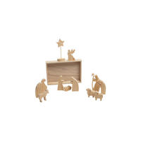 KRIPPENFIGUREN-SET - Naturfarben, Basics, Holz (22/15/3cm) - X-Mas