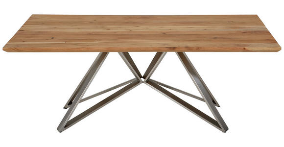 COUCHTISCH Akazie vollmassiv 120/70/45 cm rechteckig Akaziefarben, Edelstahlfarben  - Edelstahlfarben/Akaziefarben, Design, Holz/Metall (120/70/45cm) - Landscape