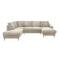 WOHNLANDSCHAFT in Cord Beige  - Beige/Naturfarben, KONVENTIONELL, Holz/Textil (200/301/150cm) - P & B