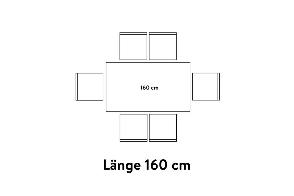 ESSTISCH in Metall, Holzwerkstoff 160/95/76 cm  - Eichefarben, Basics, Holzwerkstoff/Metall (160/95/76cm) - Celina Home