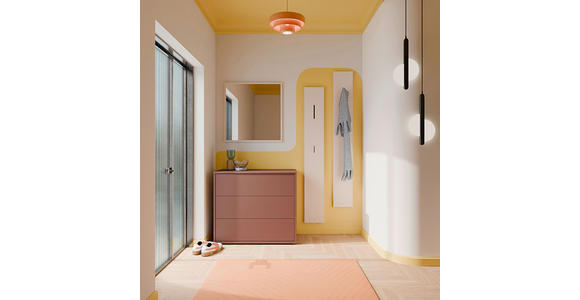 KOMMODE , 95/83/42 cm, 3 Schublade(n)  - Silberfarben/Terracotta, Trend, Holzwerkstoff/Kunststoff (95/83/42cm) - Carryhome