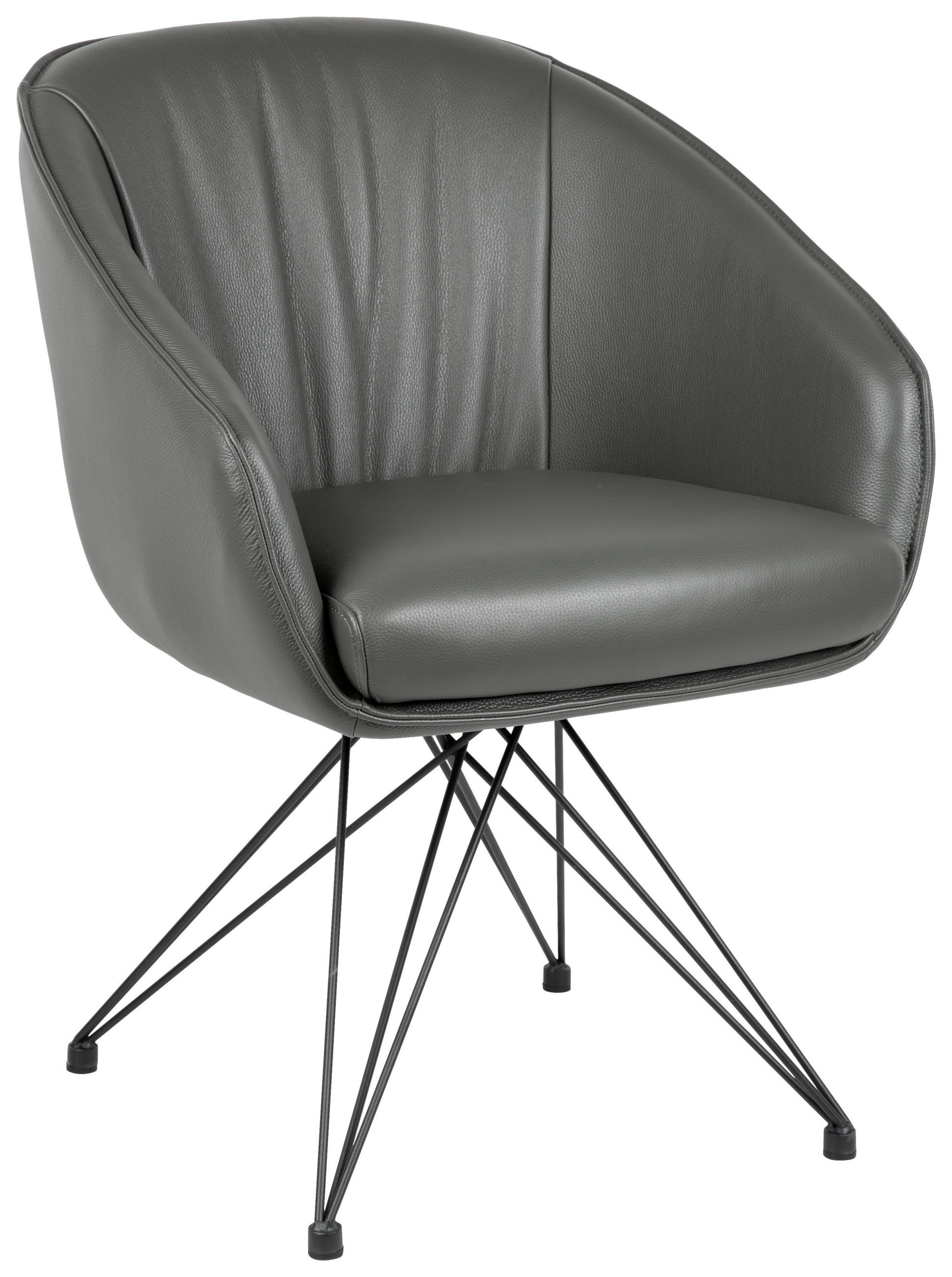 ARMLEHNSTUHL  in Eisen Echtleder pigmentiert  - Anthrazit/Schwarz, Design, Leder/Metall (59,5/83,5/63,5cm) - Belluti