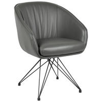 ARMLEHNSTUHL  in Eisen Echtleder pigmentiert  - Anthrazit/Schwarz, Design, Leder/Metall (59,5/83,5/63,5cm) - Belluti