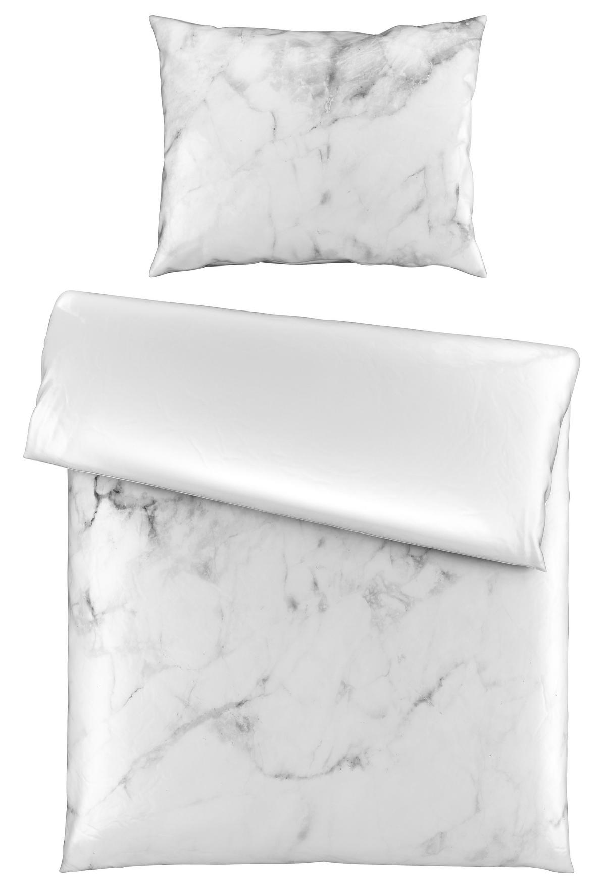 OBOJESTRANSKA POSTELJNINA MARBLE 140/200 cm saten siva  - siva, Basics, tekstil (140/200cm) - Esposa