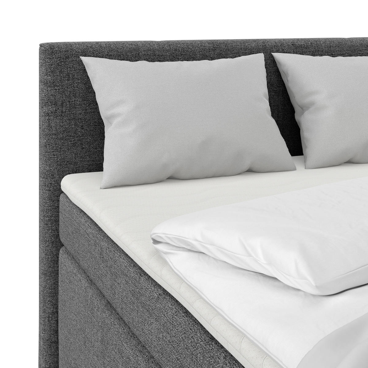 BOXSPRINGBETT 120/200 cm  in Graphitfarben  - Alufarben/Graphitfarben, Basics, Kunststoff/Textil (120/200cm) - Boxxx