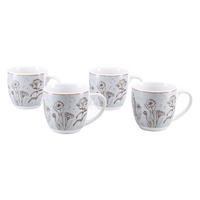 SET KAFFEMUGGAR Vintage Flower Stein 4 delar  - ljusgrå, Basics, keramik - Creatable