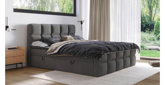 BOXBETT 180/200 cm in Dunkelgrau - Dunkelgrau, Design, Kunststoff/Textil (180/200cm) - Xora