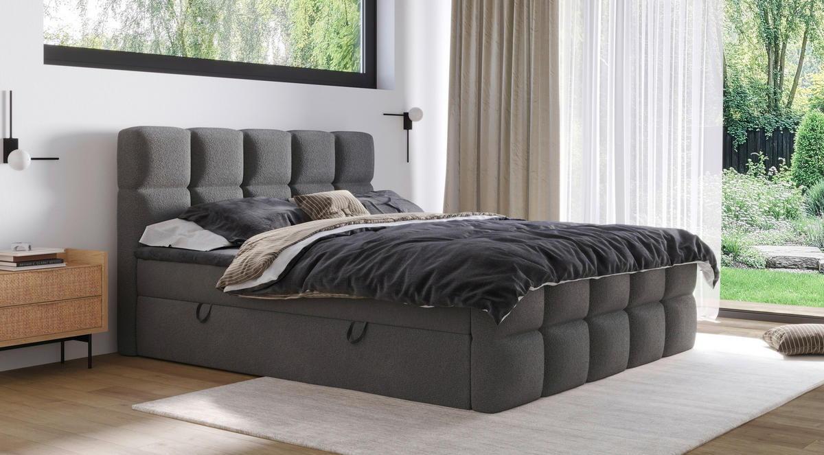 BOXBETT 180/200 cm  in Dunkelgrau  - Dunkelgrau, Design, Kunststoff/Textil (180/200cm) - Boxxx