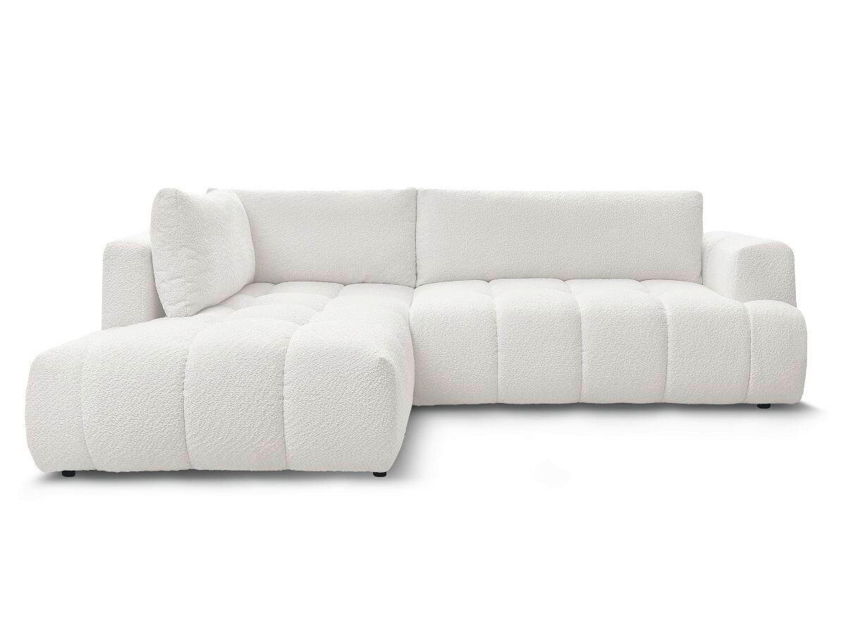 ECKSCHLAFSOFA EVEREST Bouclé Weiß  inkl. Rückenkissen, Schlaffunktion  - Schwarz/Weiß, MODERN, Kunststoff/Textil (204/282cm)