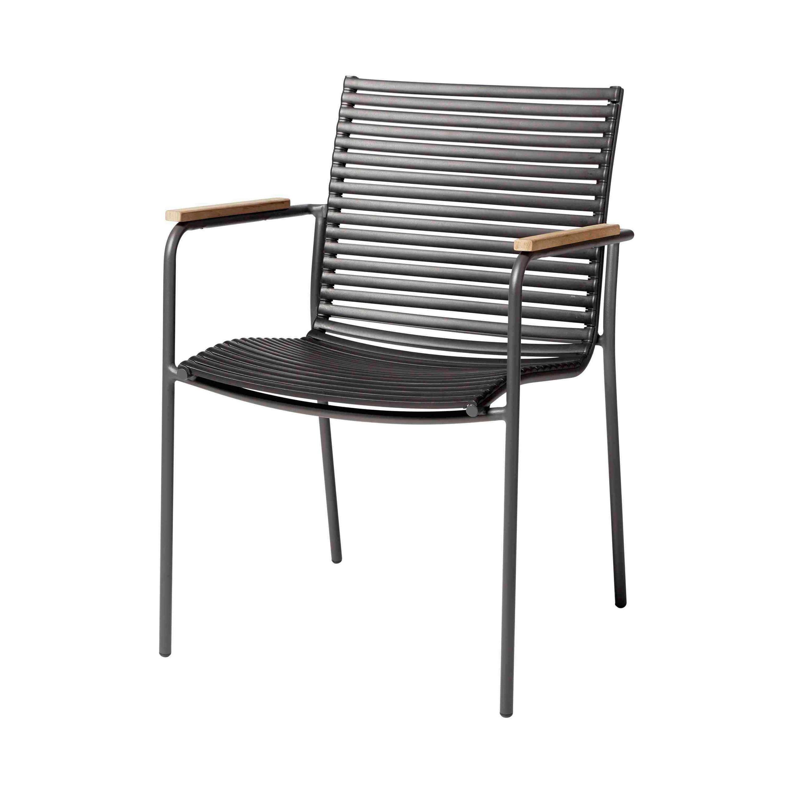 STAPELSTUHL in Kunststoff Anthrazit, Schwarz, Teakfarben  - Anthrazit/Schwarz, KONVENTIONELL, Holz/Kunststoff (60/84/56cm) - Gardenson