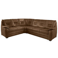 ECKSOFA Dunkelbraun Lederlook  - Dunkelbraun/Beige, KONVENTIONELL, Holz/Textil (234/286cm) - Beldomo Comfort