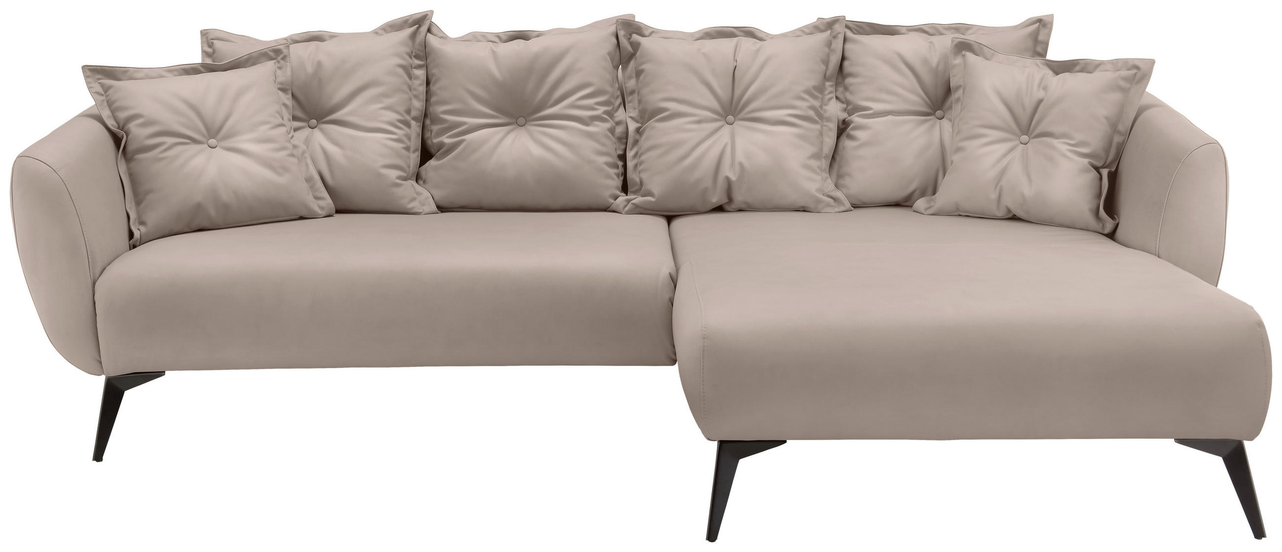 ECKSOFA Beige Lederlook  - Beige/Schwarz, MODERN, Textil/Metall (277/162cm) - Livetastic