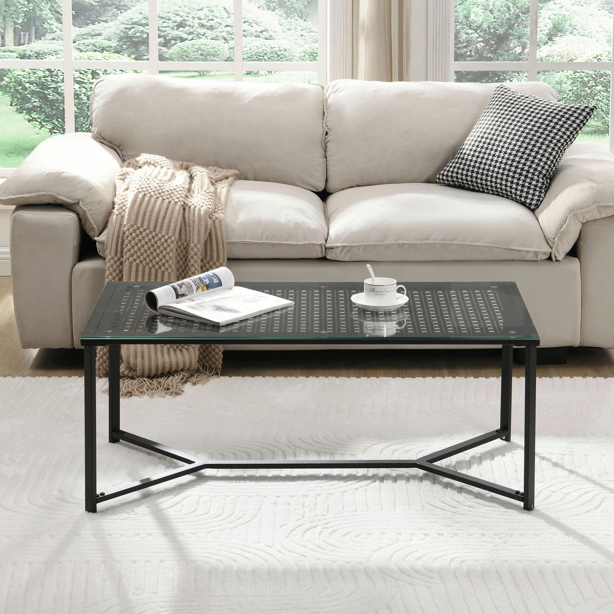 COUCHTISCH in Glas 100/50/42 cm  - Schwarz, Design, Glas/Metall (100/50/42cm) - MID.YOU