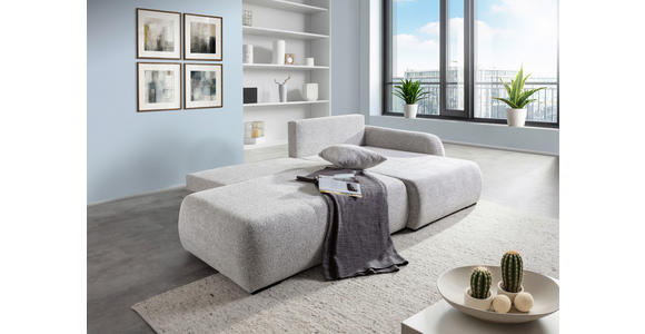 ECKSOFA Grau Flachgewebe Zierkissen, Rückenkissen, Bettkasten, Schlaffunktion, Rücken echt, Liegefläche im Originalstoff  - Schwarz/Grau, KONVENTIONELL, Kunststoff/Textil (260/145cm) - Carryhome