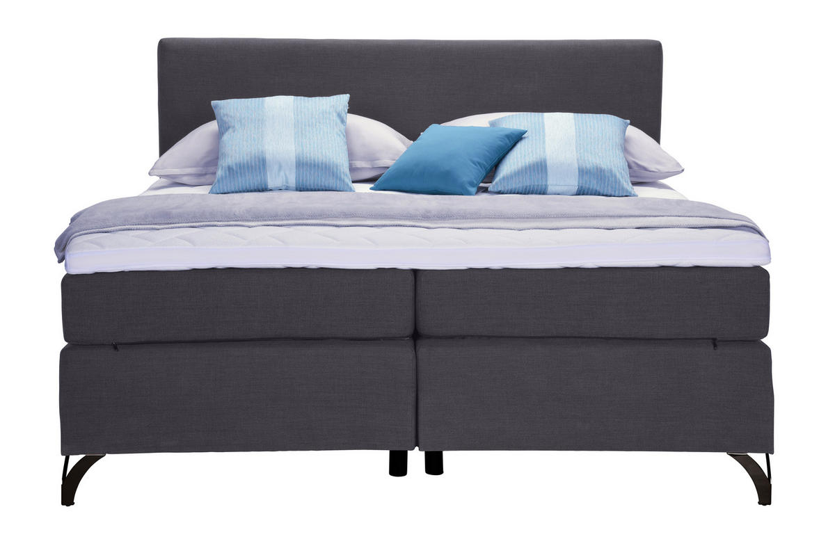BOXSPRINGBETT 200/200 cm  in Anthrazit  - Anthrazit/Schwarz, Konventionell, Textil/Metall (200/200cm) - Esposa