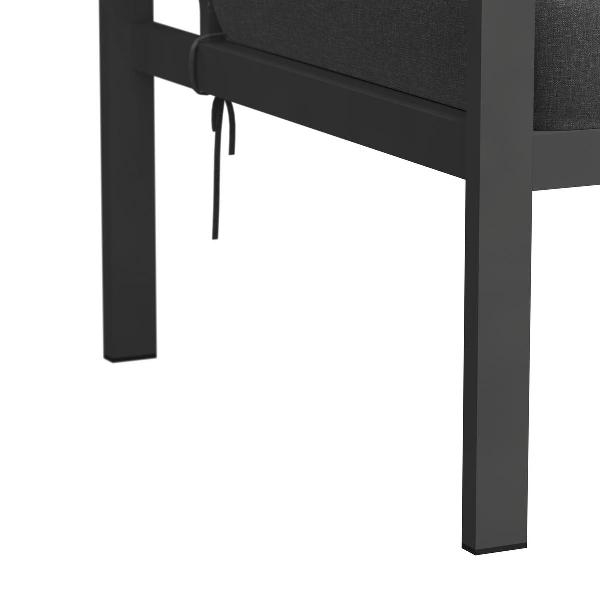 LOUNGEGARNITUR   191/72/75 cm Akazie vollmassiv Aluminium  - Schwarz/Akaziefarben, MODERN, Holz/Textil (191/72/75cm) - Ambia Garden