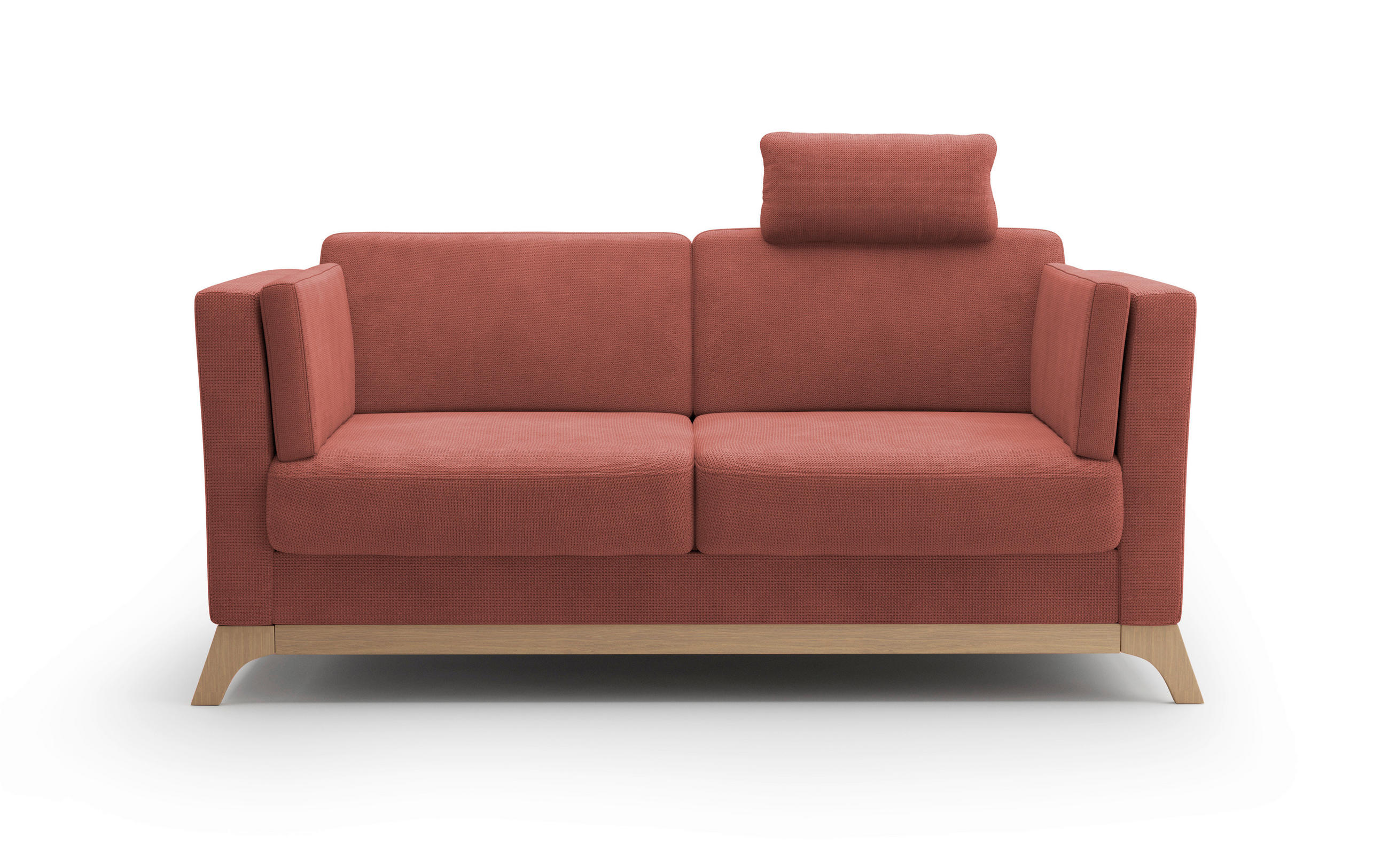 2,5-SITZER Flachgewebe Kirschrot  - Eichefarben/Kirschrot, KONVENTIONELL, Holz/Textil (183/84/93cm) - Sit & More