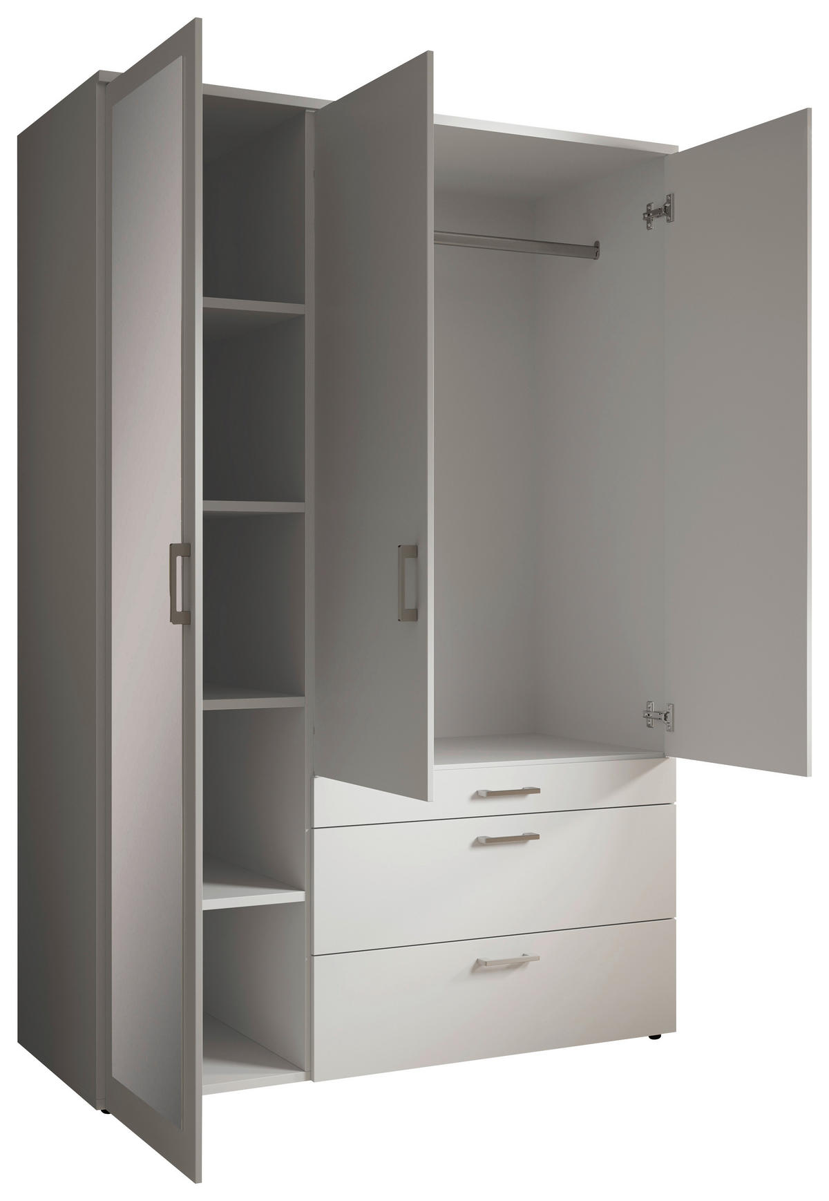 DREHTÜRENSCHRANK  in Weiß  - Alufarben/Weiß, MODERN, Glas/Holzwerkstoff (135/195/56cm) - Livetastic