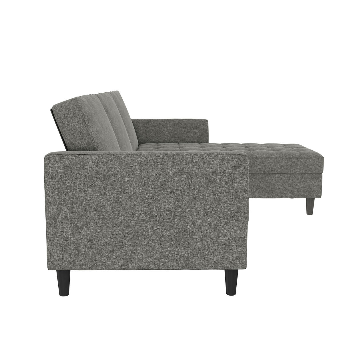 ECKSOFA PALERMO Anthrazit Webstoff, Leinenoptik Schlaffunktion, Stauraum  - Anthrazit/Schwarz, Basics, Kunststoff/Textil (213/154cm) - Livetastic