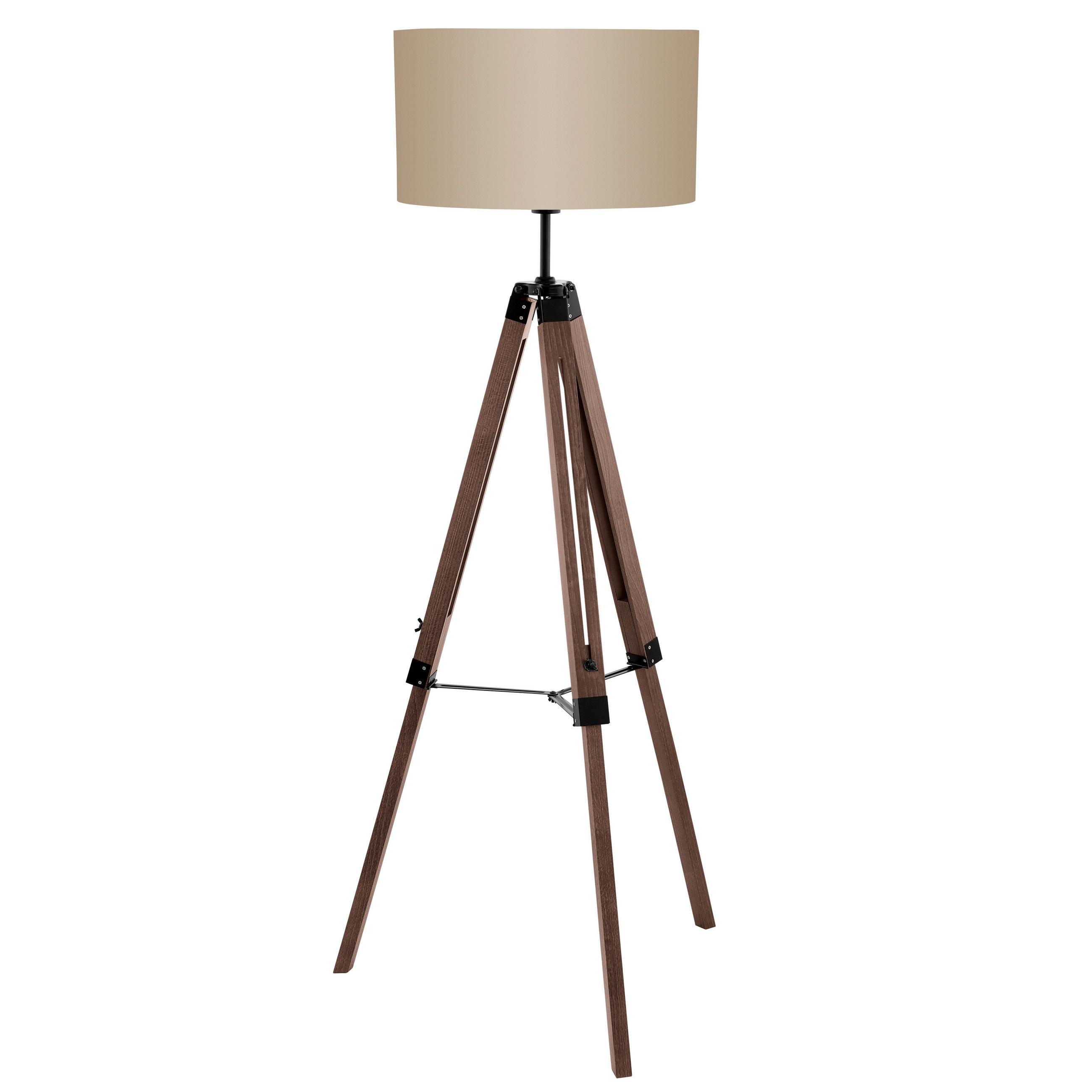 STEHLEUCHTE - Taupe/Nussbaumfarben, Natur, Holz/Textil (70/155cm) - Eglo