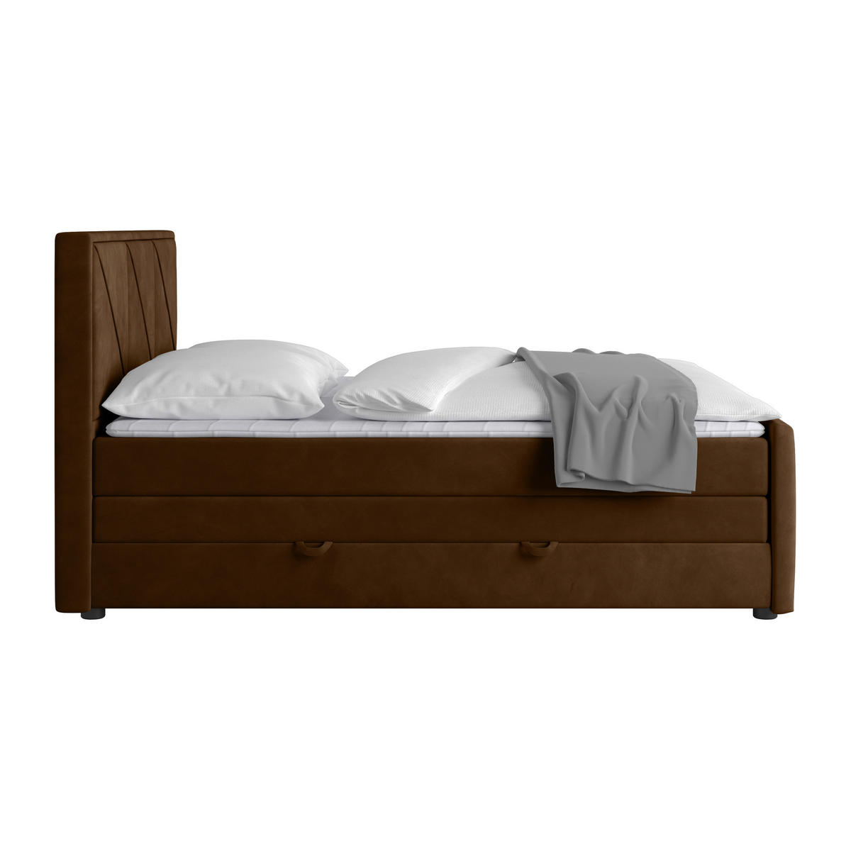 POSTELJA BOXSPRING 180 cm   x 200 cm  , kovina, umetna masa, tekstil, karton, leseni material rjava  - črna/rjava, Moderno, kovina/umetna masa (180/200cm) - MID.YOU