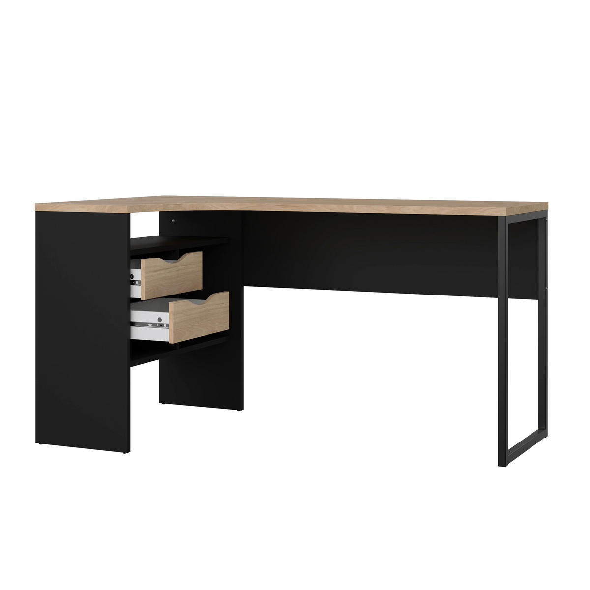 SCHREIBTISCH 145,1/81,1/76,8 cm  in Schwarz, Eichefarben  - Eichefarben/Schwarz, MODERN, Holzwerkstoff/Metall (145,1/81,1/76,8cm) - MID.YOU