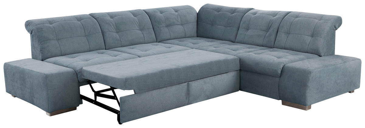 ECKSOFA inkl. Funktion in Flachgewebe Graublau  - Chromfarben/Graublau, Modern, Kunststoff/Textil (283/254cm) - Sit & More