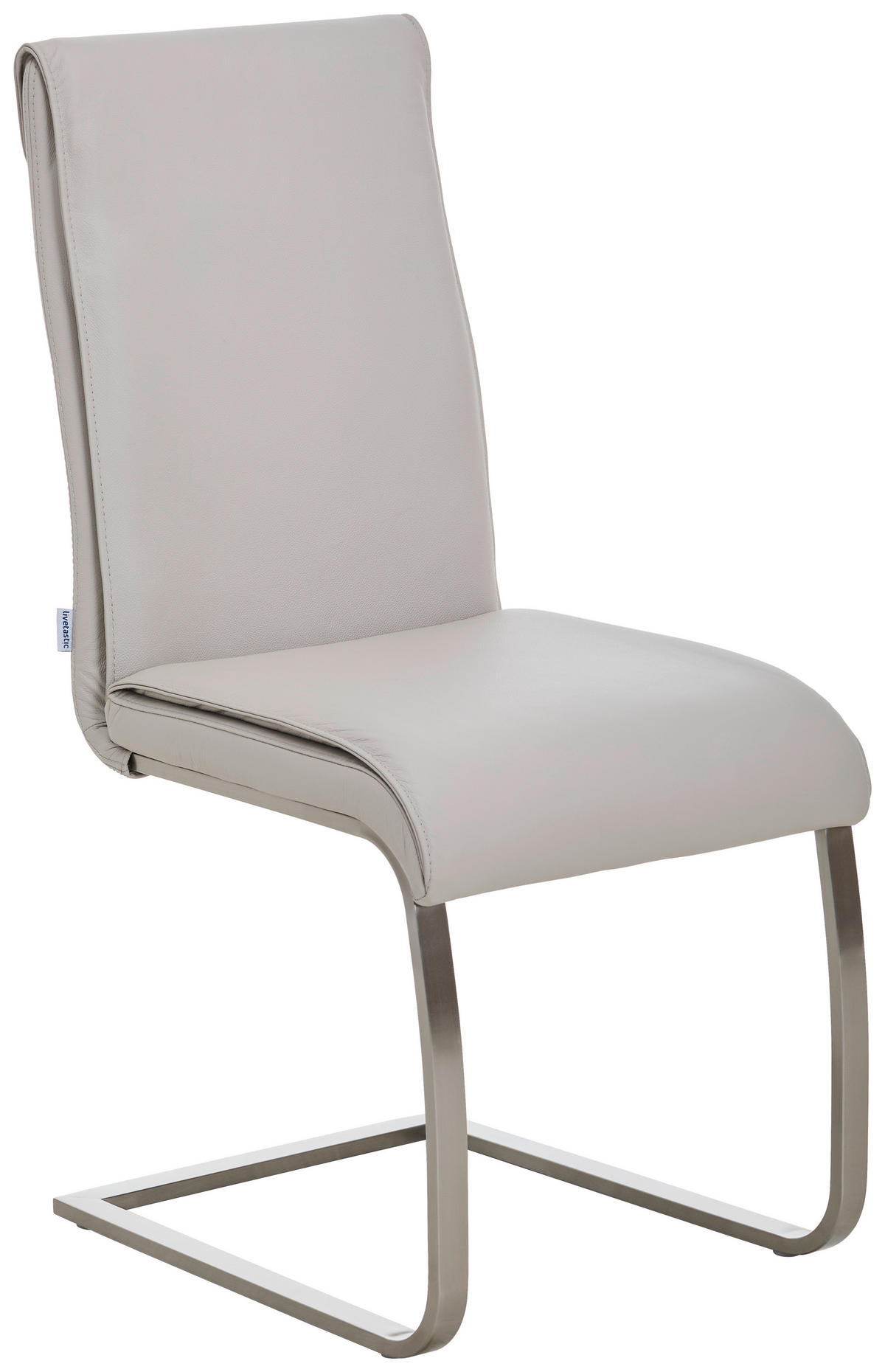 SCHWINGSTUHL  in Edelstahl Echtleder pigmentiert  - Edelstahlfarben/Beige, Design, Leder/Metall (46/99/62cm) - Livetastic