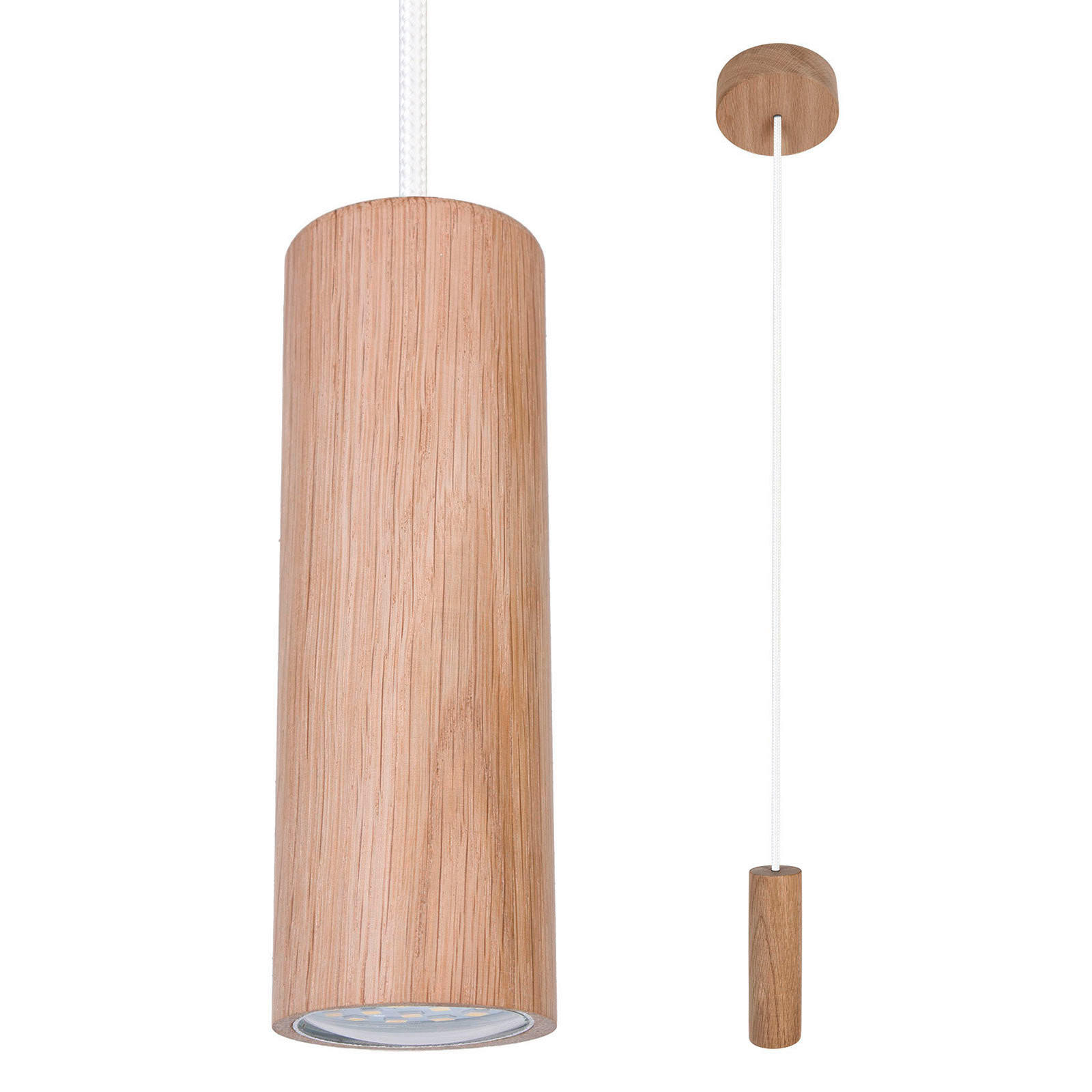 HÄNGELEUCHTE Madera - Eiche  - Eichefarben/Weiß, Natur, Holz (10/90-140cm)