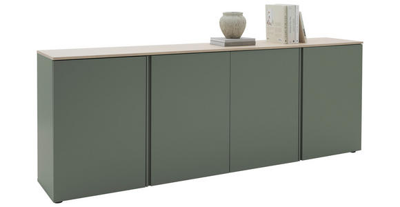 SIDEBOARD  in 240,1/89/43 cm  - Eichefarben/Schwarz, Design, Holzwerkstoff/Kunststoff (240,1/89/43cm) - Voleo
